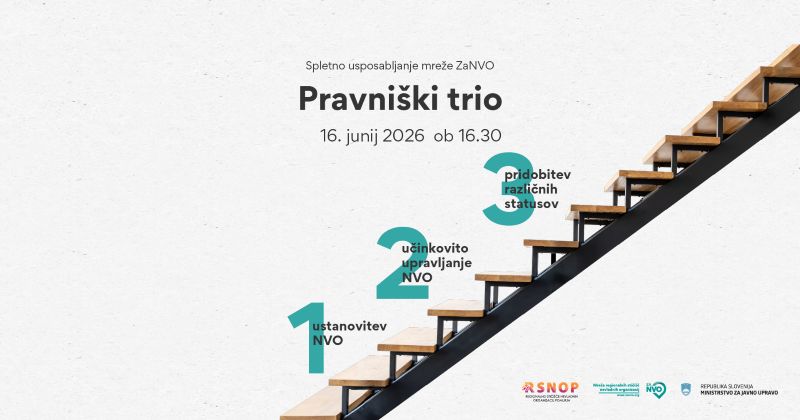 Pravniški trio: ustanovitev, učinkovito upravljanje NVO in pridobitev različnih statusov
