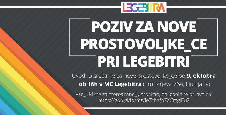 POZIV ZA NOVE PROSTOVOLJKE IN PROSTOVOLJCE PRI LEGEBITRI