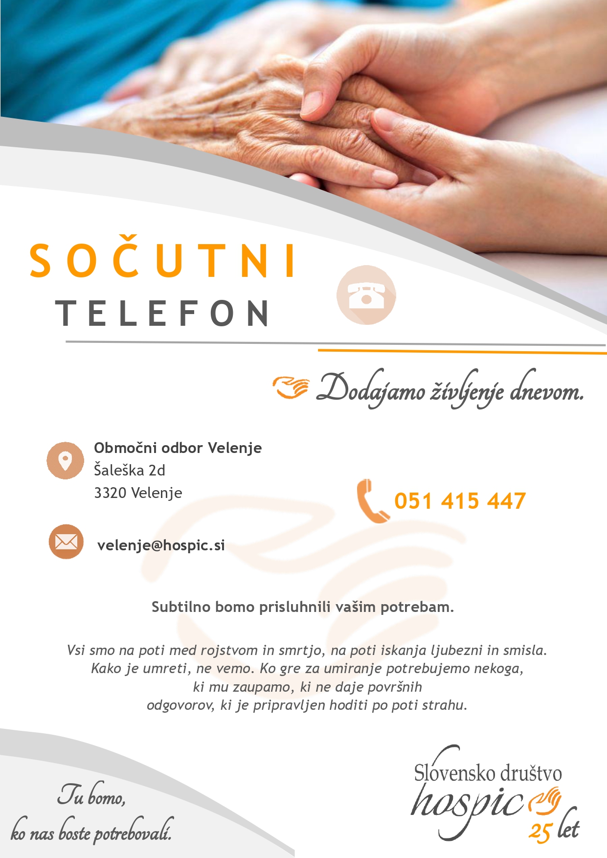 SOČUTNI TELEFON - Slovensko društvo HOSPIC je tu za vas!